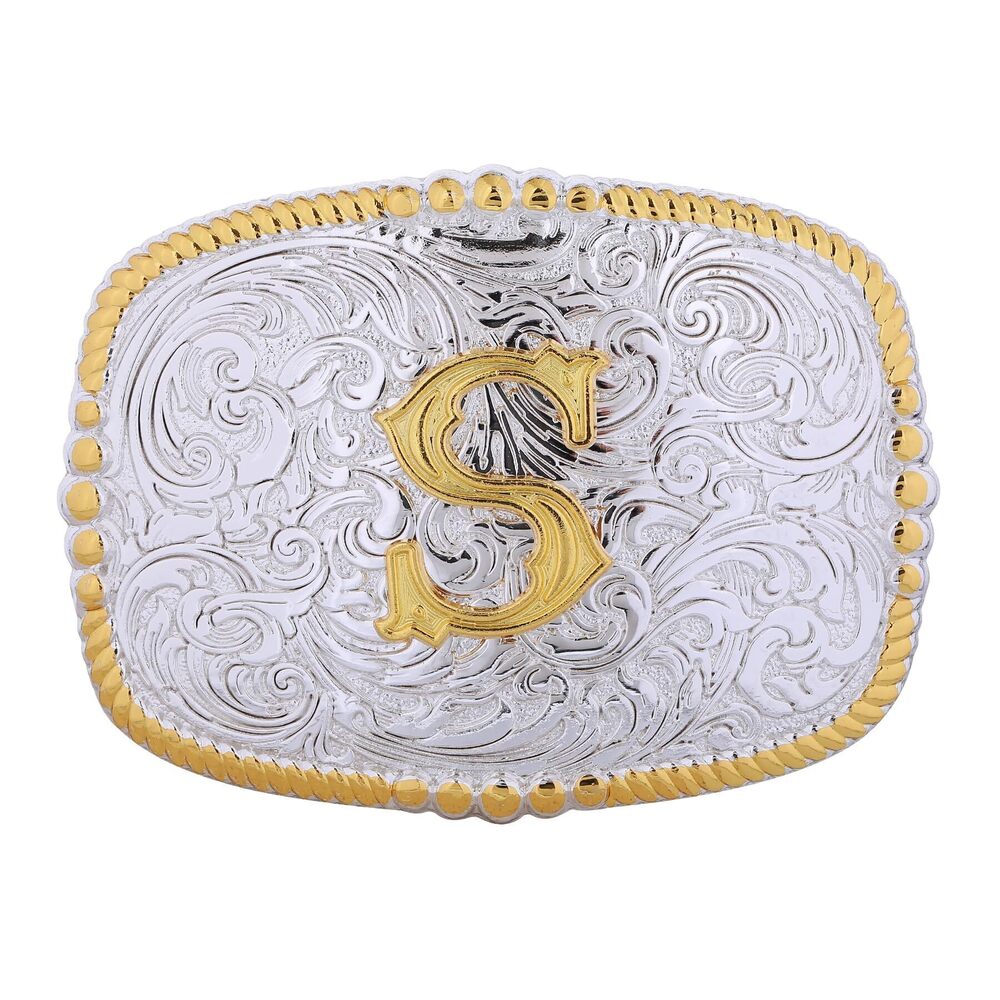 6684 Belt Buckles , Western Cowboy Gold Initial Letters ABCDJMR Belt